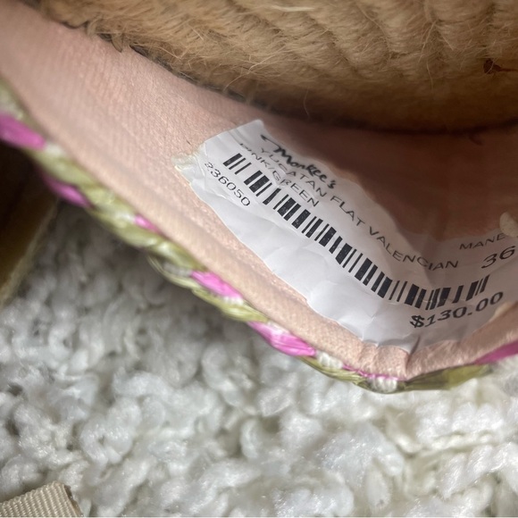 Manebi Raffia Stripes Flat Valenciana Espadrilles Yucatán Pink and Green - Picture 10 of 13